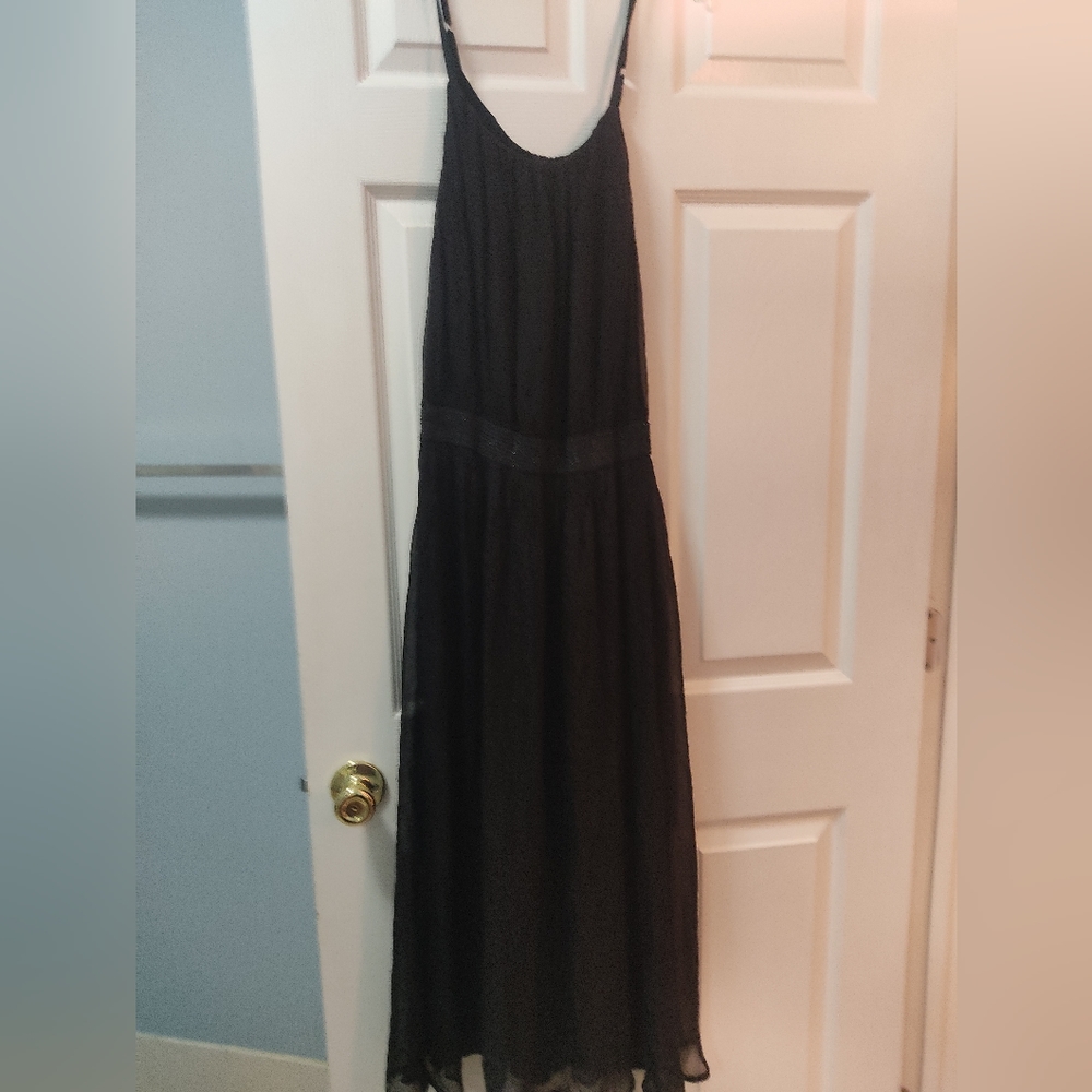BLACK SILK DRESS WITH ADJUSTABLE STRAPS MADE IN ITALY size M worn once